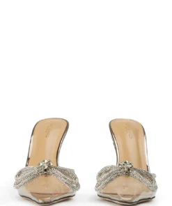 Tony Bianco Ellen Clear Vinylite/Gunmetal Shine 10.5cm Heels