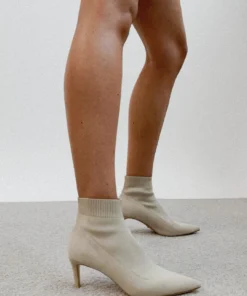Tony Bianco Gwen Vanilla Sock Knit 6.5cm Ankle Boots Shoes