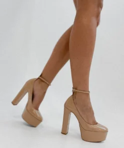 Tony Bianco Jaguar Nude Patent 14cm Heels