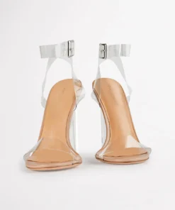 Tony Bianco Back In Stock Kiki Clear Vinylite/Skin Capretto 11cm Heels