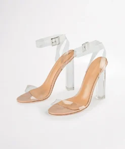 Tony Bianco Back In Stock Kiki Clear Vinylite/Skin Capretto 11cm Heels