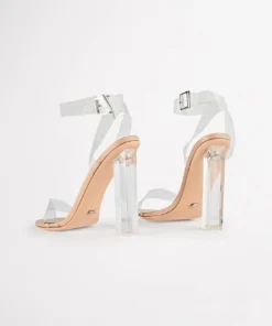 Tony Bianco Back In Stock Kiki Clear Vinylite/Skin Capretto 11cm Heels