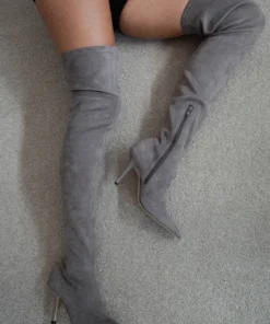 Tony Bianco Kylie Steel Stretch Suede 9.5cm Long Boots