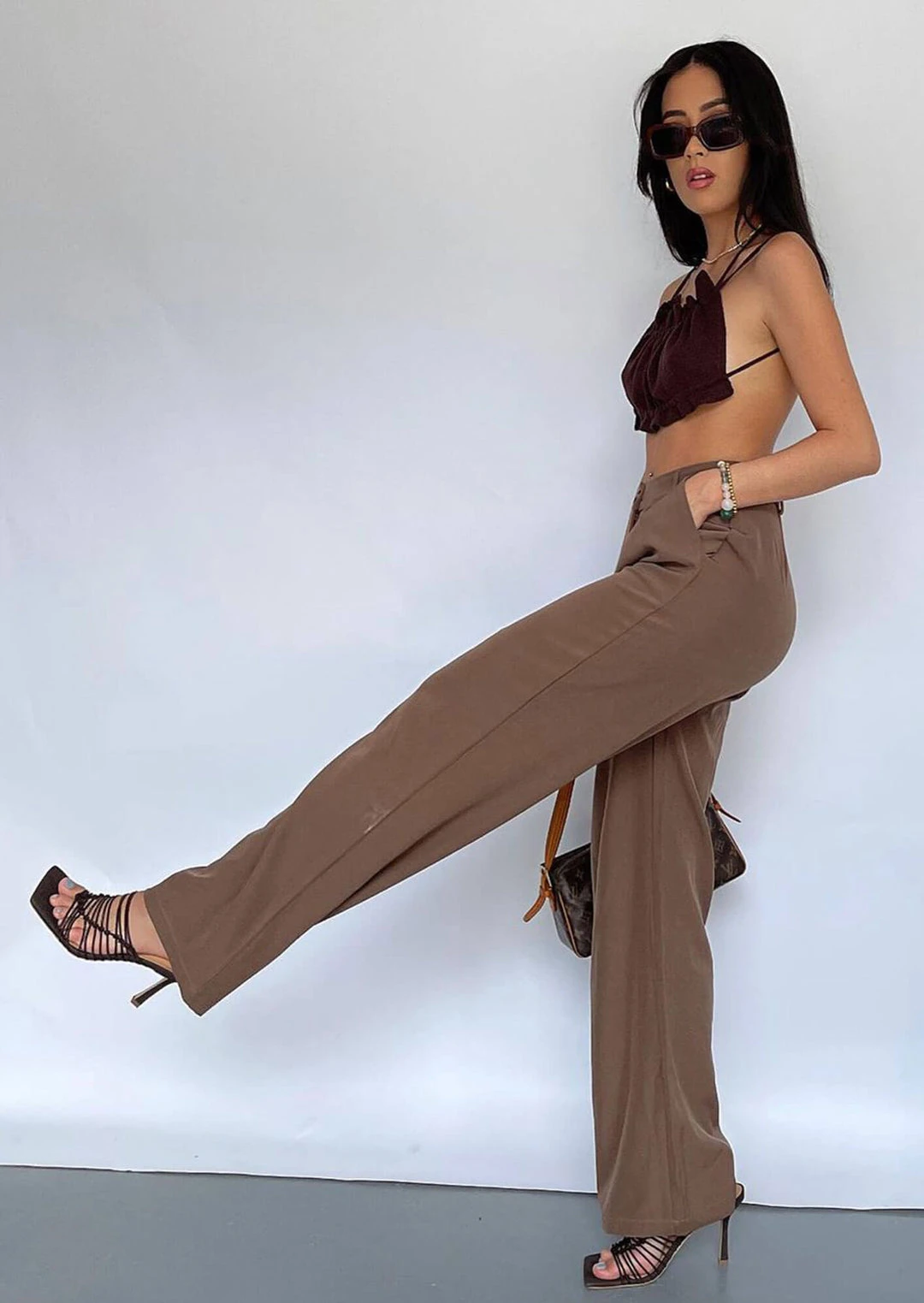 Tony Bianco Lynx Choc Elastic 9.5cm Heels Shoes 4 Tony Bianco Lynx Choc Elastic 9.5cm Heels Shoes