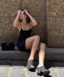 Tony Bianco Matrix Black Waffle 11.5cm Wedges