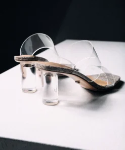 Tony Bianco Sabelle Clear Vinylite/Linen 6.5cm Heels