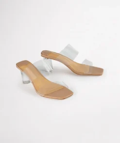 Tony Bianco Hot List Sabelle Clear Vynalite/Skin Capretto 6.5cm Heels