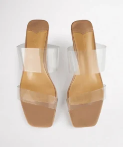 Tony Bianco Hot List Sabelle Clear Vynalite/Skin Capretto 6.5cm Heels