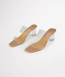 Tony Bianco Hot List Sabelle Clear Vynalite/Skin Capretto 6.5cm Heels