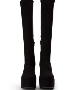 Tony Bianco Toniq Black Stretch Suede 12cm Calf Boots