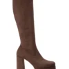 Tony Bianco Toniq Choc Stretch Suede 12cm Calf Boots New Arrivals