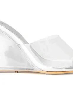 Tony Bianco Hot List Alessi Clear Vinylite/Silver 10cm Wedges
