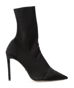 Tony Bianco Alexia Black Lycra 10.5cm Ankle Boots Shoes