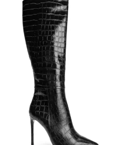 Tony Bianco Apollo Black Croc 10.5cm Calf Boots