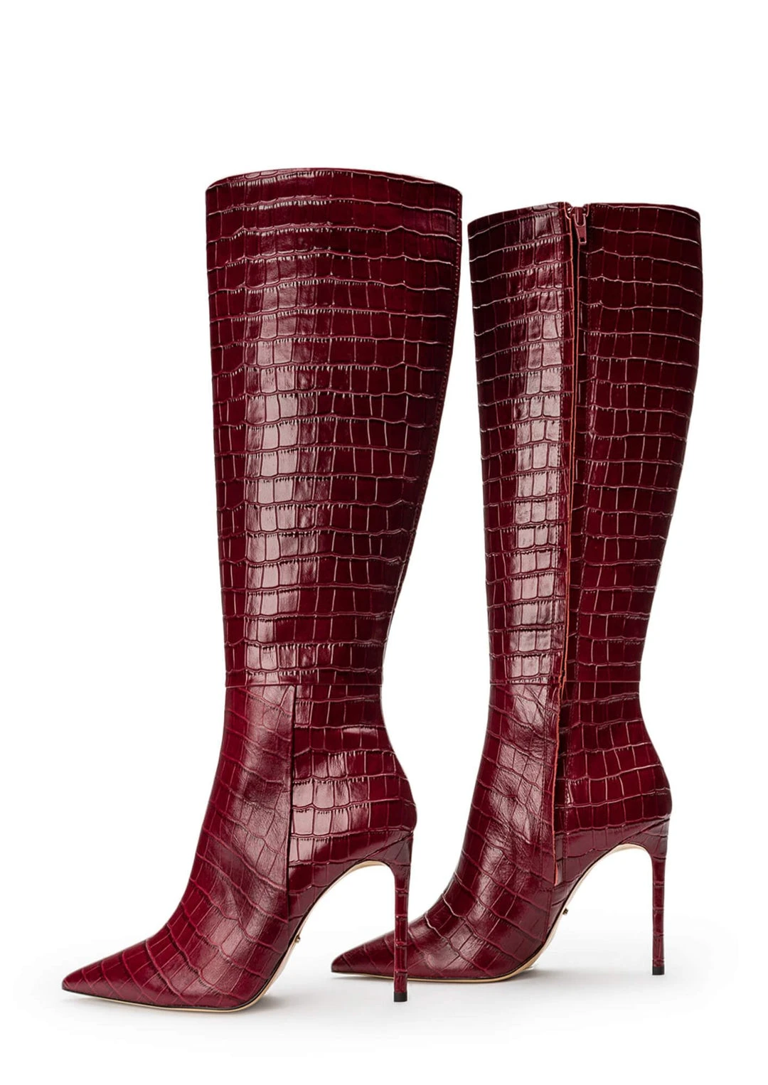 Tony Bianco Apollo Bordeaux Croc 10.5cm Calf Boots 8 Tony Bianco Apollo Bordeaux Croc 10.5cm Calf Boots