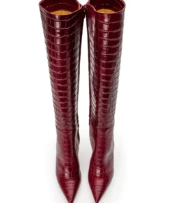 Tony Bianco Apollo Bordeaux Croc 10.5cm Calf Boots 11 Tony Bianco Apollo Bordeaux Croc 10.5cm Calf Boots