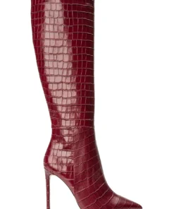 Tony Bianco Apollo Bordeaux Croc 10.5cm Calf Boots