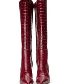 Tony Bianco Apollo Bordeaux Croc 10.5cm Calf Boots 10 Tony Bianco Apollo Bordeaux Croc 10.5cm Calf Boots