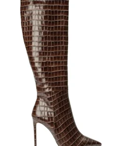 Tony Bianco Apollo Choc Croc 10.5cm Calf Boots Shoes