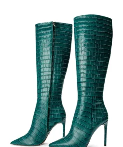 Tony Bianco Apollo Green Croc 10.5cm Calf Boots Shoes