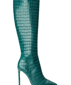 Tony Bianco Apollo Green Croc 10.5cm Calf Boots Shoes