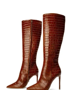 Tony Bianco Apollo Tan Croc 10.5cm Calf Boots Shoes 12 Tony Bianco Apollo Tan Croc 10.5cm Calf Boots Shoes