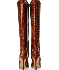 Tony Bianco Apollo Tan Croc 10.5cm Calf Boots Shoes 13 Tony Bianco Apollo Tan Croc 10.5cm Calf Boots Shoes