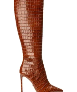 Tony Bianco Apollo Tan Croc 10.5cm Calf Boots Shoes