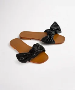 Tony Bianco Assari Black Shimmer 1cm Flats