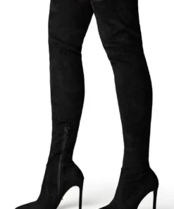 Tony Bianco Avah Black Stretch Suede 10.5cm Long Boots