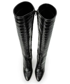 Tony Bianco Bellez Black Croc 9.5cm Calf Boots
