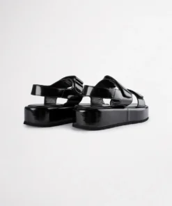 Tony Bianco Chevy Black Hi Shine 4cm Sandals Shoes