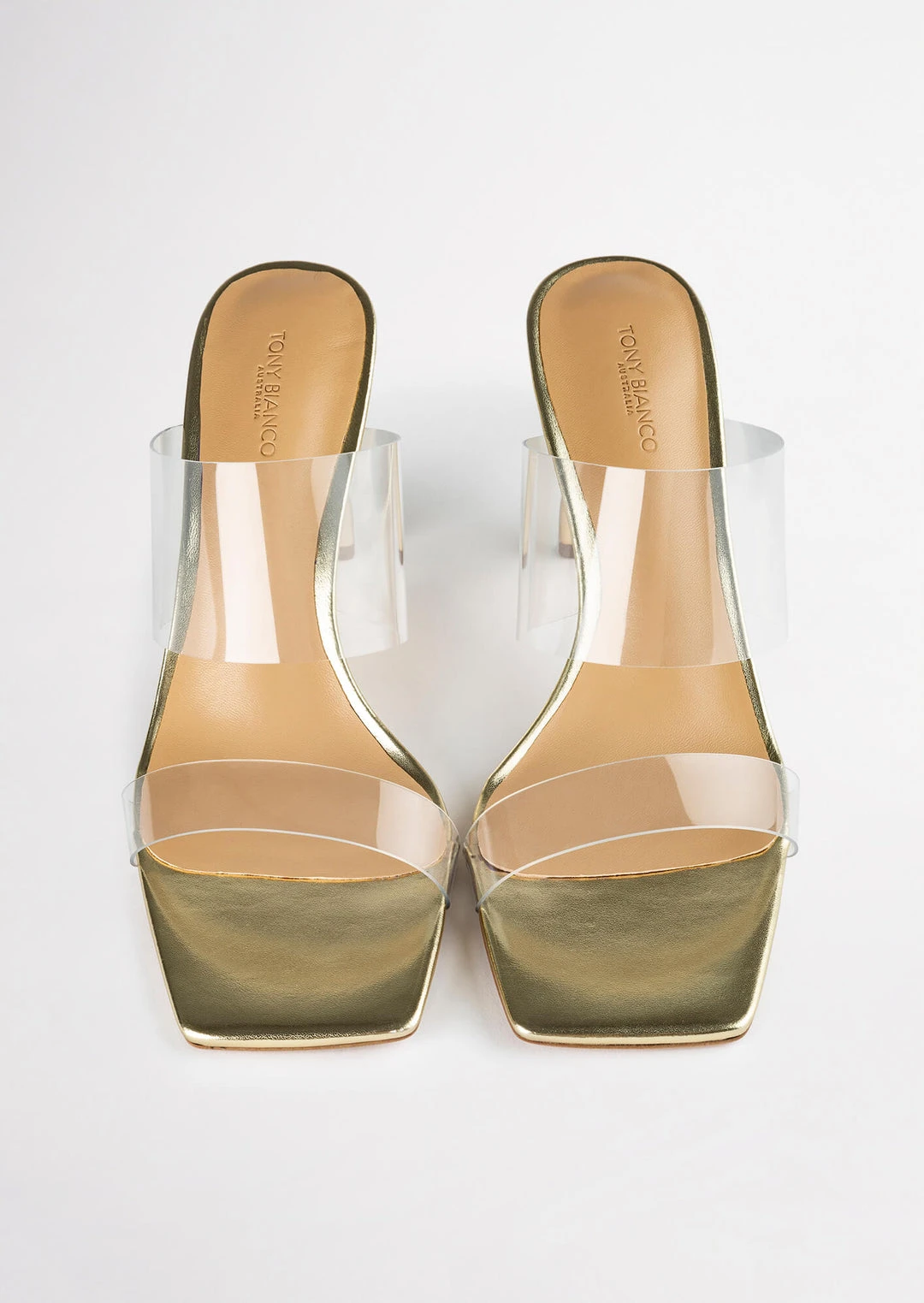 Tony Bianco Hot List Chicago Clear Vinylite/Gold 8.5cm Heels 6 Tony Bianco Hot List Chicago Clear Vinylite/Gold 8.5cm Heels