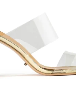 Tony Bianco Hot List Chicago Clear Vinylite/Gold 8.5cm Heels