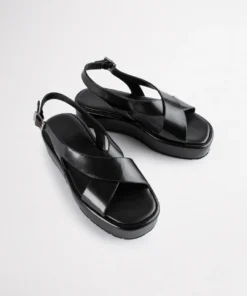 Tony Bianco Shoes Ciara Black Hi Shine 4cm Sandals