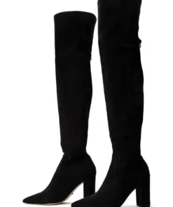 Tony Bianco Estella Black Stretch Suede 8.5cm Long Boots 9 Tony Bianco Estella Black Stretch Suede 8.5cm Long Boots