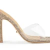 Tony Bianco Shoes Fame Clear Vinylite/Linen 10.5cm Heels
