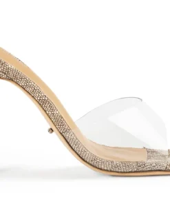 Tony Bianco Shoes Fame Clear Vinylite/Linen 10.5cm Heels