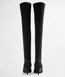 Tony Bianco Best Sellers Gracie Black Sock Knit 6.5cm Long Boots