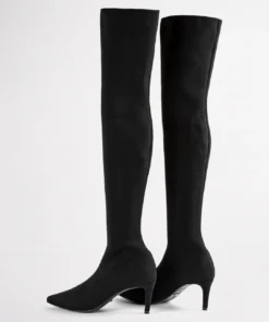 Tony Bianco Best Sellers Gracie Black Sock Knit 6.5cm Long Boots