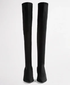 Tony Bianco Best Sellers Gracie Black Sock Knit 6.5cm Long Boots