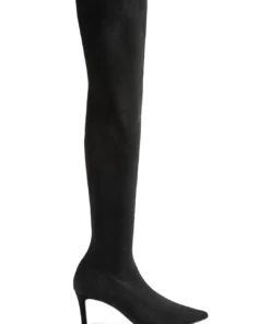 Tony Bianco Best Sellers Gracie Black Sock Knit 6.5cm Long Boots