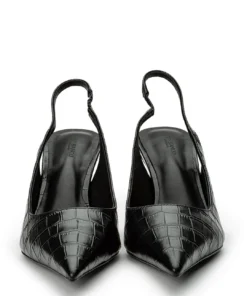 Tony Bianco Hayes Black Croc 9.5cm Heels