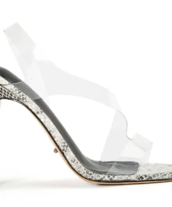 Tony Bianco Kaya Clear Vinylite/Aztec Snake 11cm Heels