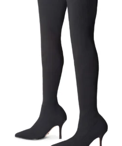 Tony Bianco Shoes Kori Black Sock Knit 9.5cm Long Boots