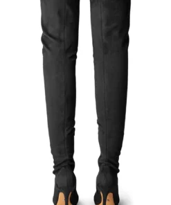 Tony Bianco Kylie Black Stretch Suede 9.5cm Long Boots Shoes