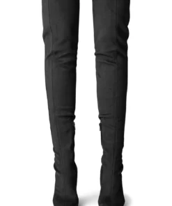 Tony Bianco Kylie Black Stretch Suede 9.5cm Long Boots Shoes