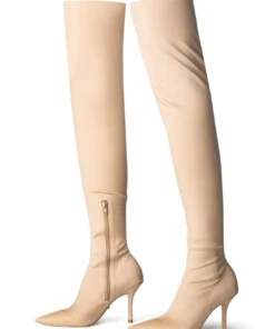 Tony Bianco Kylie Nude Lycra 9.5cm Long Boots