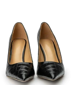Tony Bianco Kysaia Black Croc 9.5cm Heels