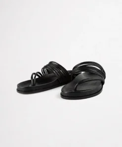 Tony Bianco Lamana Black Nappa 1.5cm Sandals Shoes